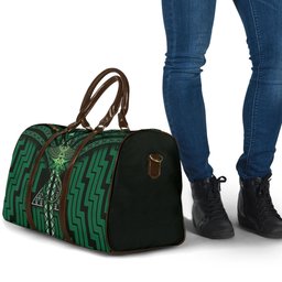 New Zealand Manta Ray Travel Bag Maori Tukutuku Taniko Motifs Green