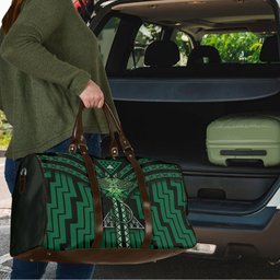 New Zealand Manta Ray Travel Bag Maori Tukutuku Taniko Motifs Green
