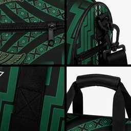New Zealand Manta Ray Duffle Bag Maori Tukutuku Taniko Motifs Green