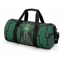 New Zealand Manta Ray Duffle Bag Maori Tukutuku Taniko Motifs Green
