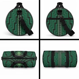 New Zealand Manta Ray Duffle Bag Maori Tukutuku Taniko Motifs Green