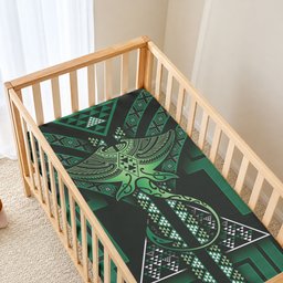 New Zealand Manta Ray Baby Bed Cover Maori Tukutuku Taniko Motifs Green