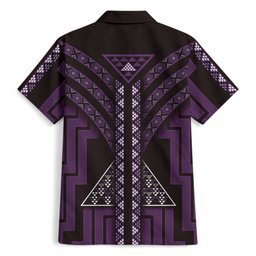 New Zealand Manta Ray Hawaiian Shirt Maori Tukutuku Taniko Motifs Purple