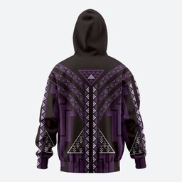 New Zealand Manta Ray Hoodie Maori Tukutuku Taniko Motifs Purple