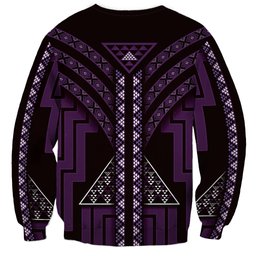 New Zealand Manta Ray Sweatshirt Maori Tukutuku Taniko Motifs Purple