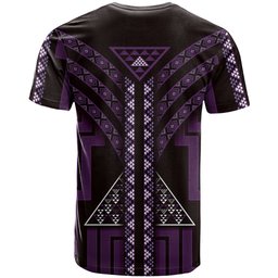 New Zealand Manta Ray T Shirt Maori Tukutuku Taniko Motifs Purple