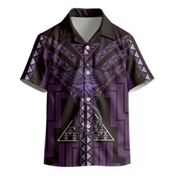 New Zealand Manta Ray Kid Hawaiian Shirt Maori Tukutuku Taniko Motifs Purple