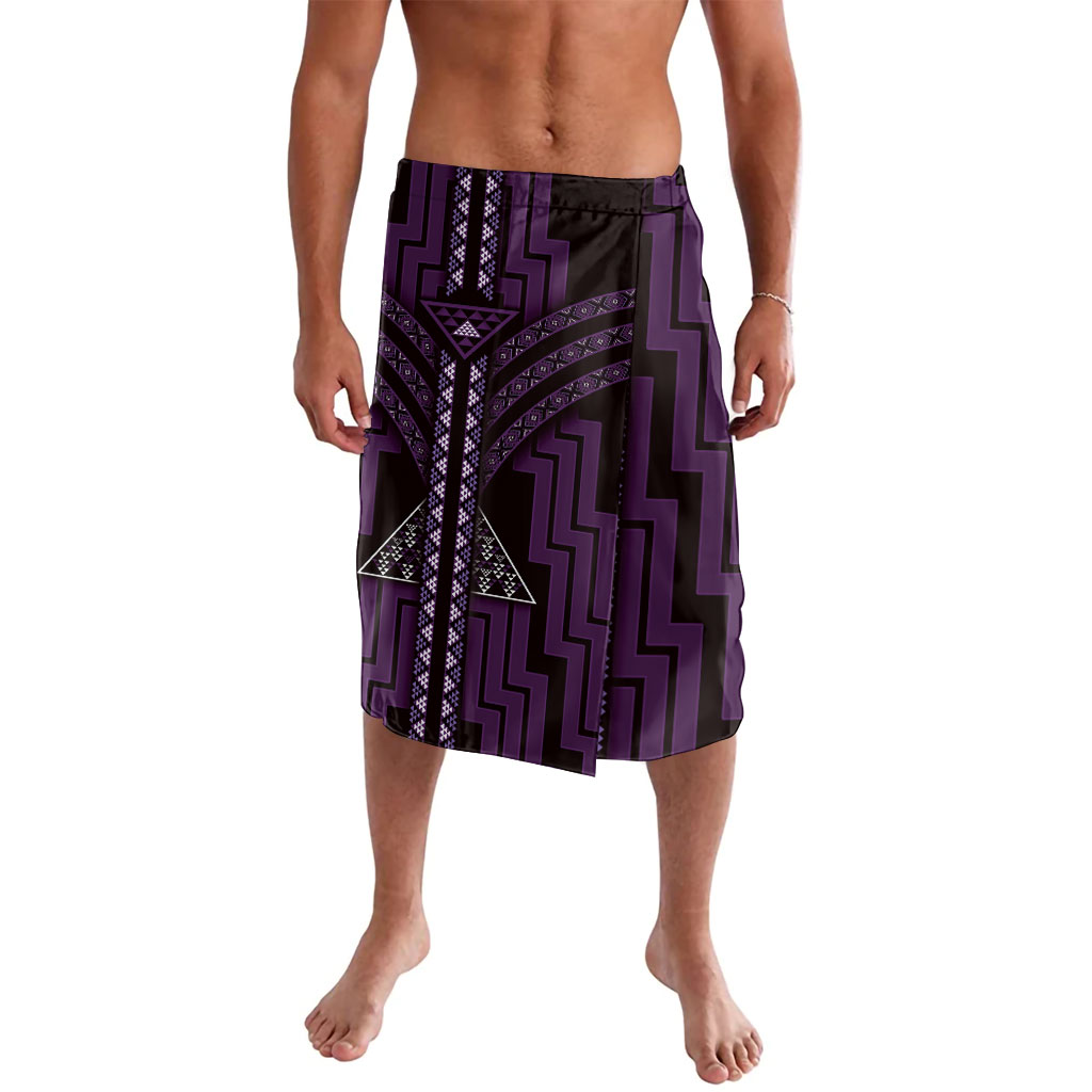 New Zealand Manta Ray Lavalava Maori Tukutuku Taniko Motifs Purple