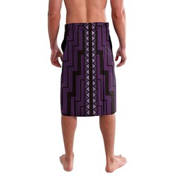 New Zealand Manta Ray Lavalava Maori Tukutuku Taniko Motifs Purple