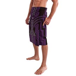 New Zealand Manta Ray Lavalava Maori Tukutuku Taniko Motifs Purple