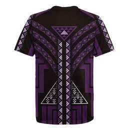 New Zealand Manta Ray Rugby Jersey Maori Tukutuku Taniko Motifs Purple