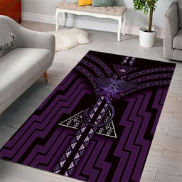 New Zealand Manta Ray Area Rug Maori Tukutuku Taniko Motifs Purple