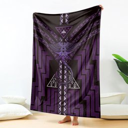 New Zealand Manta Ray Blanket Maori Tukutuku Taniko Motifs Purple