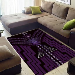 New Zealand Manta Ray Area Rug Maori Tukutuku Taniko Motifs Purple