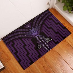 New Zealand Manta Ray Rubber Doormat Maori Tukutuku Taniko Motifs Purple