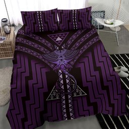 New Zealand Manta Ray Bedding Set Maori Tukutuku Taniko Motifs Purple