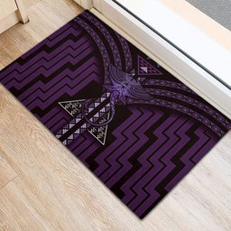 New Zealand Manta Ray Rubber Doormat Maori Tukutuku Taniko Motifs Purple