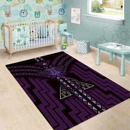 New Zealand Manta Ray Area Rug Maori Tukutuku Taniko Motifs Purple