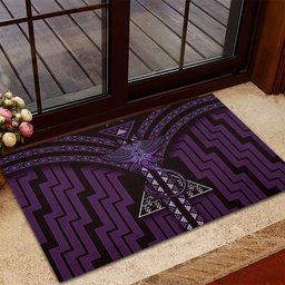 New Zealand Manta Ray Rubber Doormat Maori Tukutuku Taniko Motifs Purple