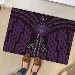 New Zealand Manta Ray Rubber Doormat Maori Tukutuku Taniko Motifs Purple