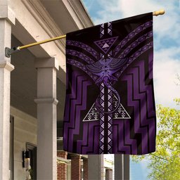 New Zealand Manta Ray Garden Flag Maori Tukutuku Taniko Motifs Purple