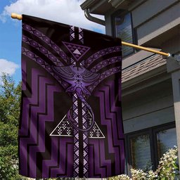 New Zealand Manta Ray Garden Flag Maori Tukutuku Taniko Motifs Purple