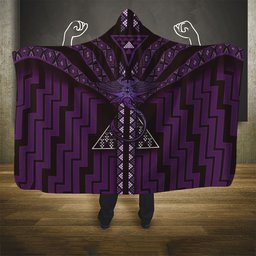 New Zealand Manta Ray Hooded Blanket Maori Tukutuku Taniko Motifs Purple