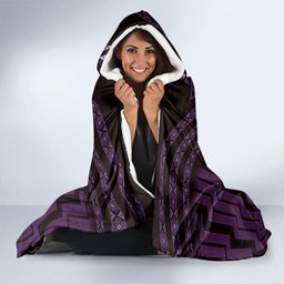New Zealand Manta Ray Hooded Blanket Maori Tukutuku Taniko Motifs Purple
