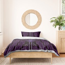 New Zealand Manta Ray Bedding Set Maori Tukutuku Taniko Motifs Purple