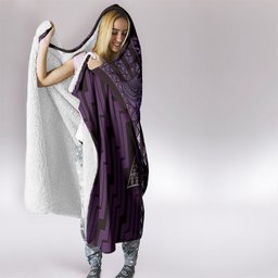 New Zealand Manta Ray Hooded Blanket Maori Tukutuku Taniko Motifs Purple