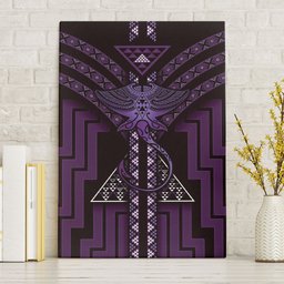New Zealand Manta Ray Canvas Wall Art Maori Tukutuku Taniko Motifs Purple
