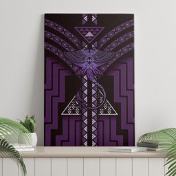 New Zealand Manta Ray Canvas Wall Art Maori Tukutuku Taniko Motifs Purple