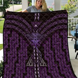 New Zealand Manta Ray Quilt Maori Tukutuku Taniko Motifs Purple