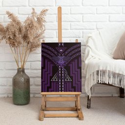 New Zealand Manta Ray Canvas Wall Art Maori Tukutuku Taniko Motifs Purple