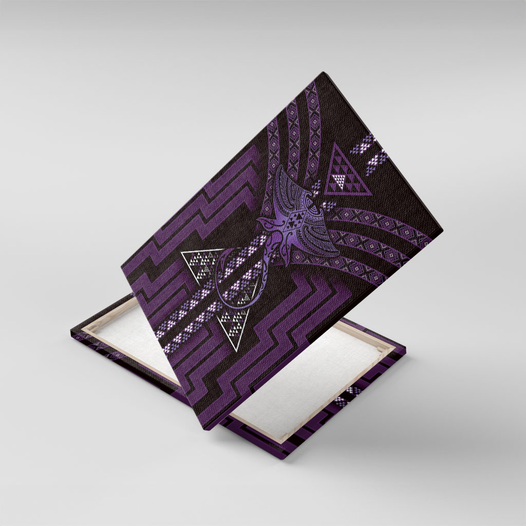 New Zealand Manta Ray Canvas Wall Art Maori Tukutuku Taniko Motifs Purple