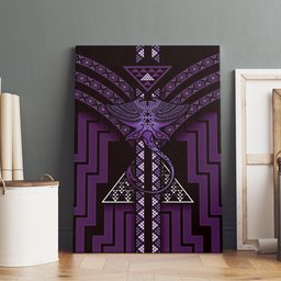 New Zealand Manta Ray Canvas Wall Art Maori Tukutuku Taniko Motifs Purple