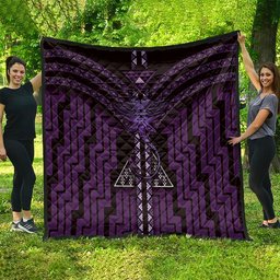 New Zealand Manta Ray Quilt Maori Tukutuku Taniko Motifs Purple