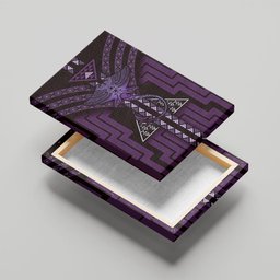 New Zealand Manta Ray Canvas Wall Art Maori Tukutuku Taniko Motifs Purple