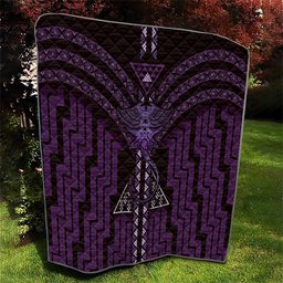 New Zealand Manta Ray Quilt Maori Tukutuku Taniko Motifs Purple