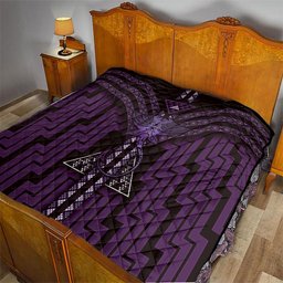 New Zealand Manta Ray Quilt Maori Tukutuku Taniko Motifs Purple
