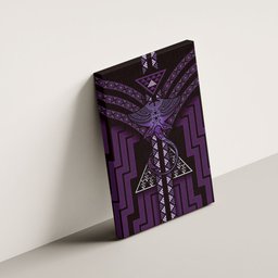 New Zealand Manta Ray Canvas Wall Art Maori Tukutuku Taniko Motifs Purple