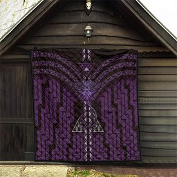New Zealand Manta Ray Quilt Maori Tukutuku Taniko Motifs Purple