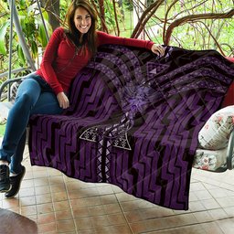 New Zealand Manta Ray Quilt Maori Tukutuku Taniko Motifs Purple