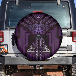 New Zealand Manta Ray Spare Tire Cover Maori Tukutuku Taniko Motifs Purple