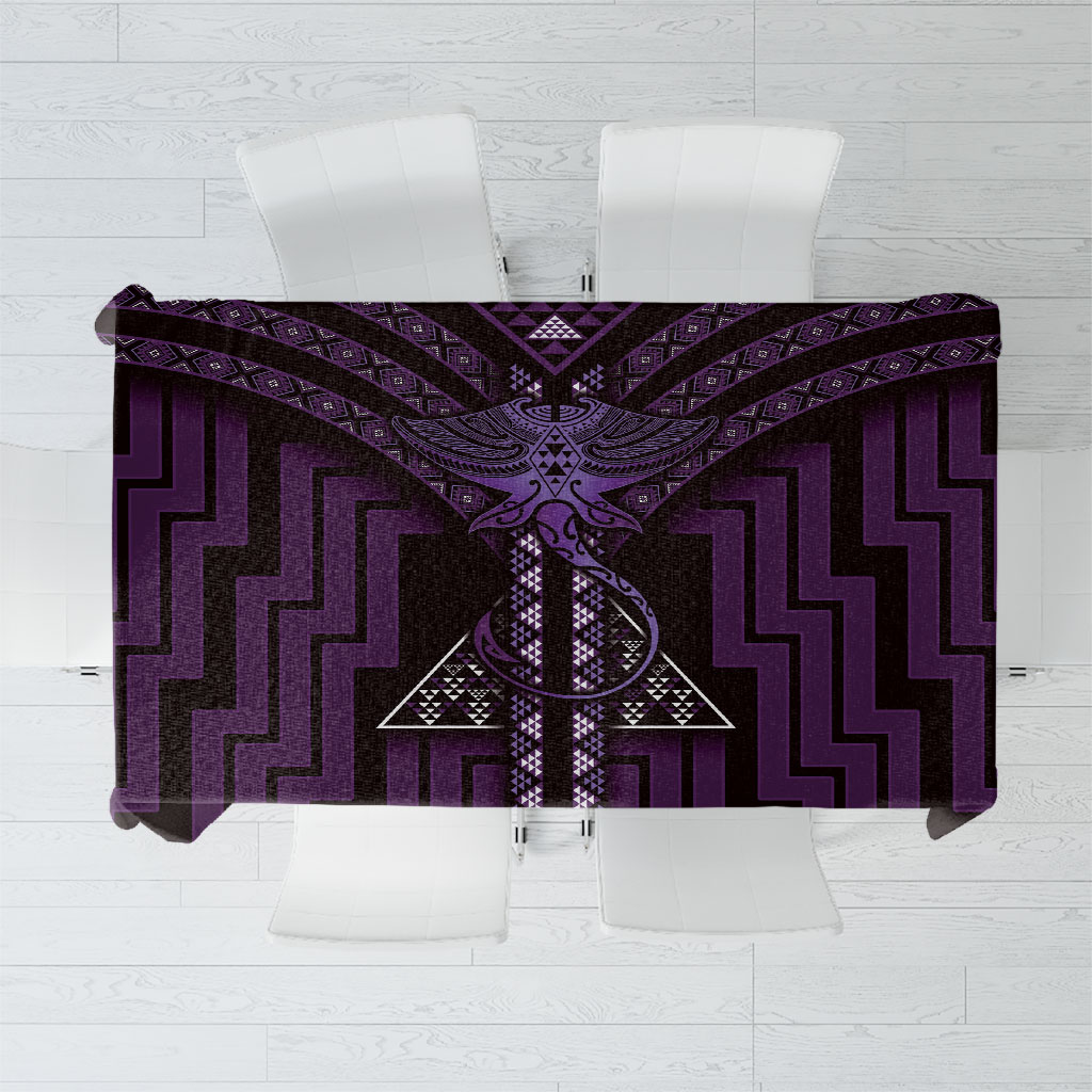 New Zealand Manta Ray Tablecloth Maori Tukutuku Taniko Motifs Purple