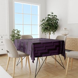 New Zealand Manta Ray Tablecloth Maori Tukutuku Taniko Motifs Purple