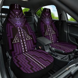 New Zealand Manta Ray Car Seat Cover Maori Tukutuku Taniko Motifs Purple