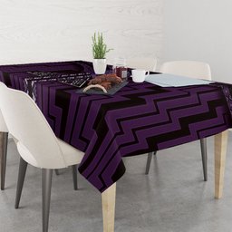 New Zealand Manta Ray Tablecloth Maori Tukutuku Taniko Motifs Purple