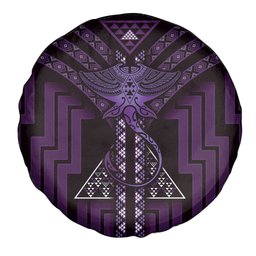 New Zealand Manta Ray Spare Tire Cover Maori Tukutuku Taniko Motifs Purple