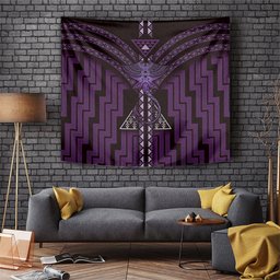 New Zealand Manta Ray Tapestry Maori Tukutuku Taniko Motifs Purple